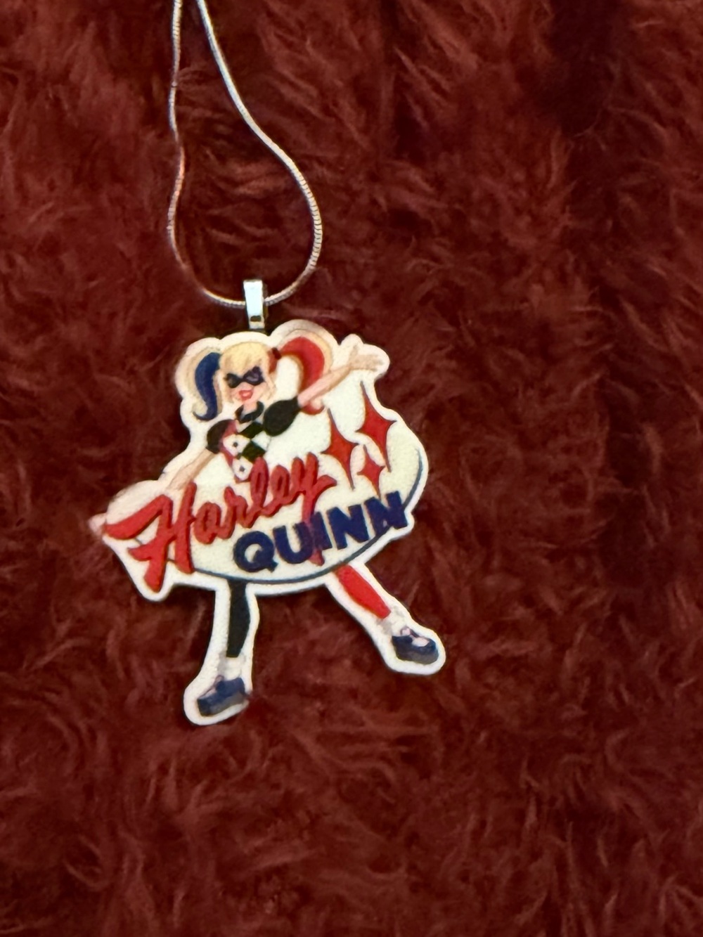 Harley Quinn Red, Blue & White Pendant Necklace - Unbranded